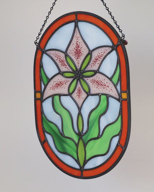 NOUVEAU LILY "STARGAZER" • Stained Glass Art • Window Hanging