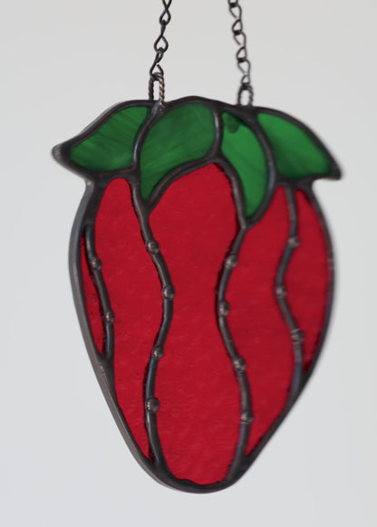 STRAWBERRY "II" • Stained Glass Art • Suncatcher