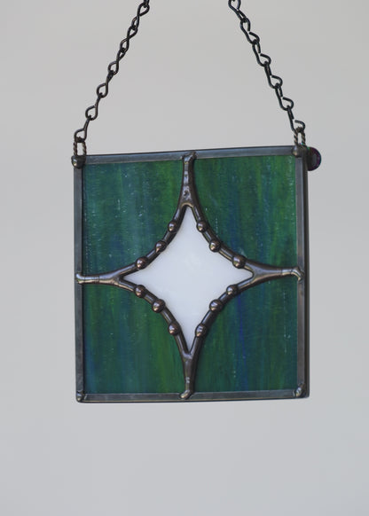 FIVE PIECE STAR "BLUE GREEN" • Stained Glass Art • Suncatcher