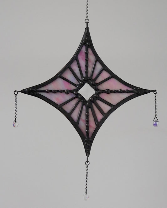 SMALL STARLIGHT SUNCATCHER "IRID PINK" • Stained Glass Art • Suncatcher