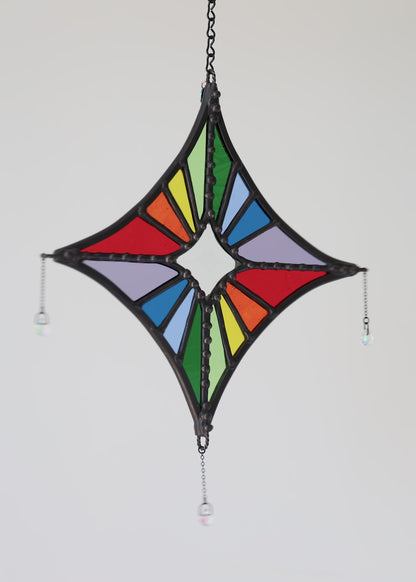 MEDIUM STARLIGHT SUNCATCHER "RAINBOW" • Stained Glass Art • Suncatcher