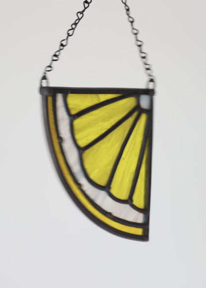 CITRUS WEDGE "LEMON" • Stained Glass Art • Suncatcher