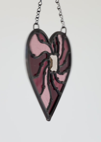 BEAMING HEART "PURPLE MIX" • Stained Glass Art • Suncatcher