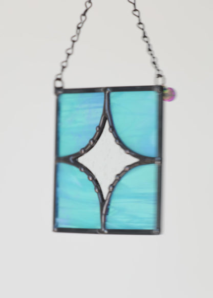 FIVE PIECE STAR "IRIDESCENT BLUE" • Stained Glass Art • Suncatcher