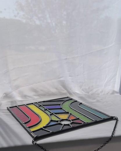 BURST & BEAM • Leaded Stained Glass Art • Window Hanging