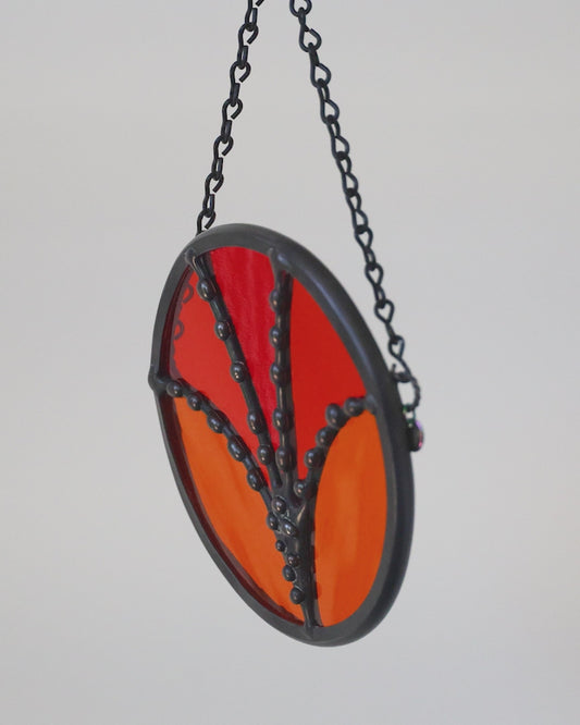 FANFLOWER SUNCATCHER "FIRE" • Stained Glass Art • Suncatcher