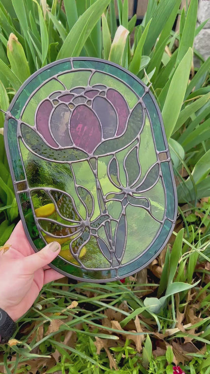 Nouveau Peony • Stained Glass Pattern • Digital Download • HOBBY LICENSE