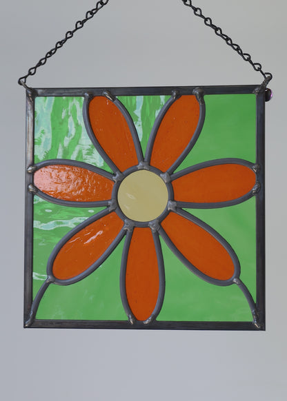 GROOVY FLOWER "SPRING" • Leaded Stained Glass Art • Window Hanging