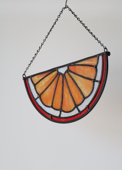 CITRUS SLICE "TANGERINE" • Stained Glass Art • Suncatcher