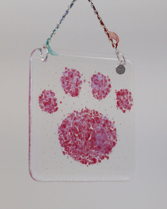 LARGE FRIT PAW "PINK" • Fused Glass Art