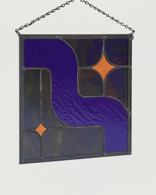 GALAXY GROOVE "MIDNIGHT" • Stained Glass Art • Window Hanging